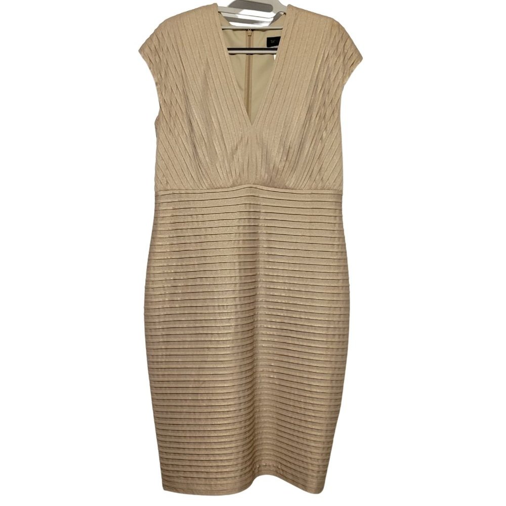 Tadashi Shoji Womens Dress Gold Metallic Bandage Tiered Cocktail Size XL